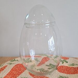 Clear Glass Egg Shaped Canister Jar